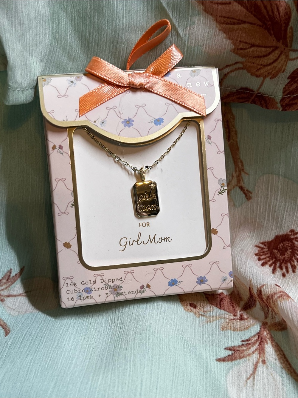 a new day Gold 'Girl Mom' Engraved Pendant Necklace